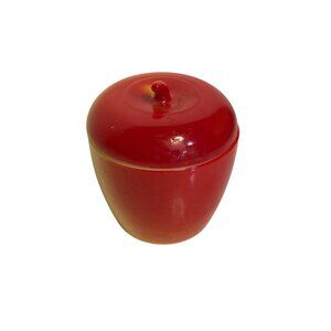 VTG Hazel Atlas Apple Jelly Jar with Lid Red Yellow Ombre Kitchen Decor Trinket